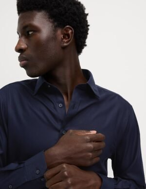 Non Iron Cotton Shirt Dark Navy