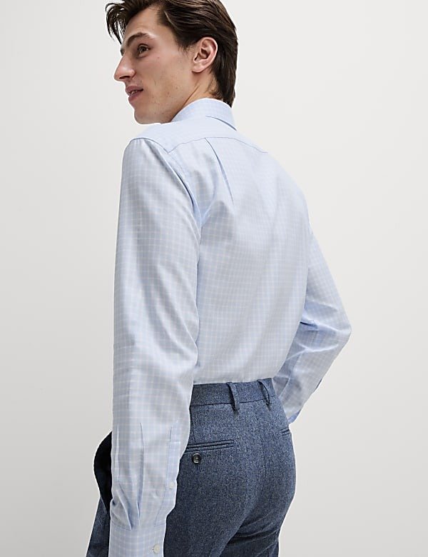 Regular Fit Ultimate Non Iron Cotton Check Shirt Light blue