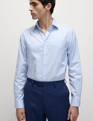 Regular Fit Luxury Cotton Striped Shirt Blue/white