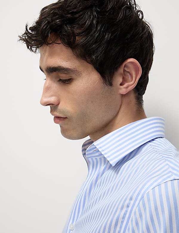 Regular Fit Luxury Cotton Striped Shirt Blue/white