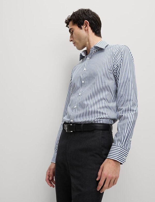 Regular Fit Luxury Cotton Striped Shirt Navy mix