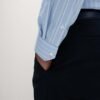 Easy Iron Pure Cotton Striped Shirt Blue mix