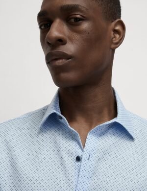 Regular Fit Easy Iron Pure Cotton Printed Shirt Blue mix
