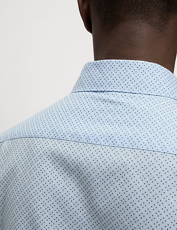 Regular Fit Easy Iron Pure Cotton Printed Shirt Blue mix