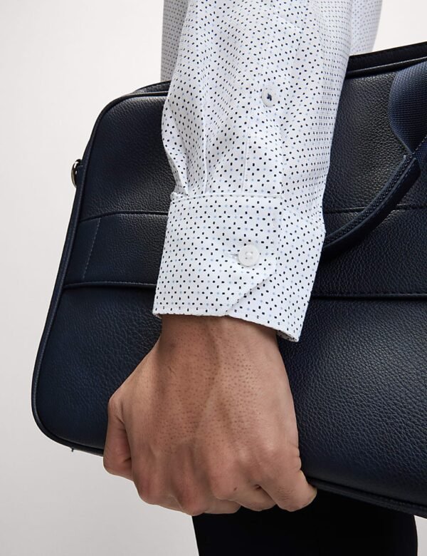 Regular Fit Easy Iron Pure Cotton Printed Shirt White